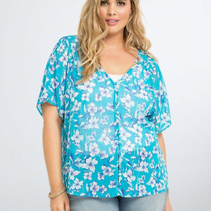 TORRID Floral Chiffon Btton Front Blouse